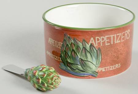 Wine Collage Dip Bowl & Spreader Set