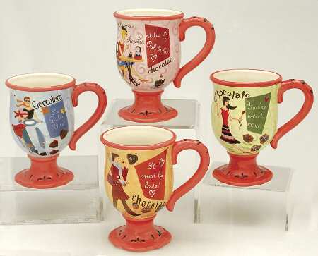 Chocolate Cafe Footed Mug - Set of 4 Colors