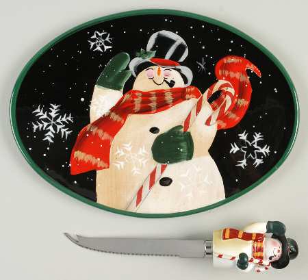 Mister Frosty Oval Cheese Plate with Knife