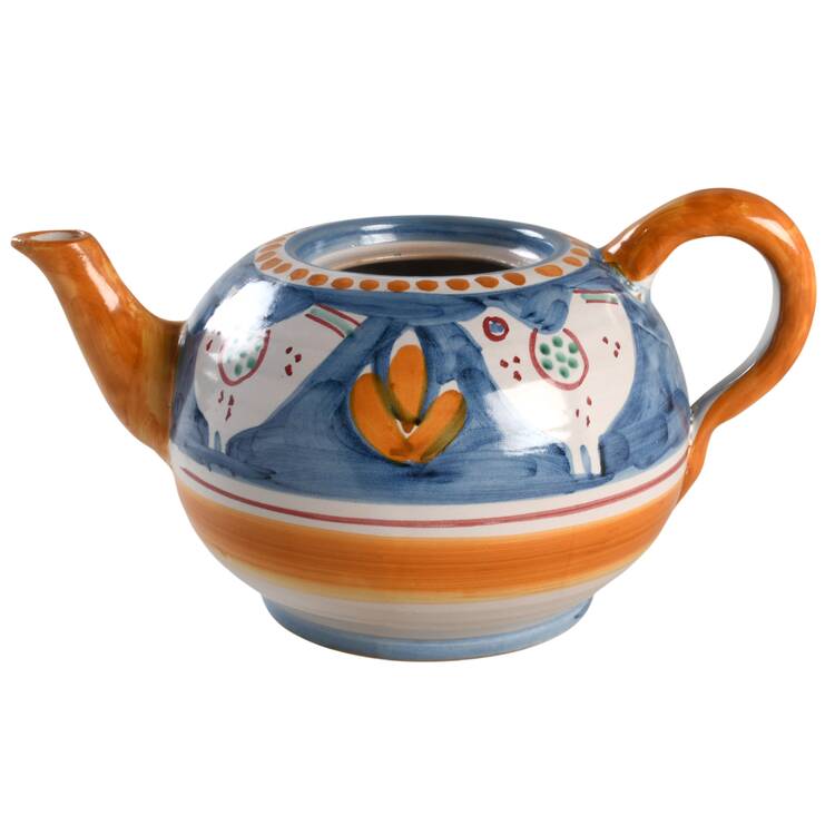 Campagna Chicken (Blue, Orange Dots) Teapot No Lid
