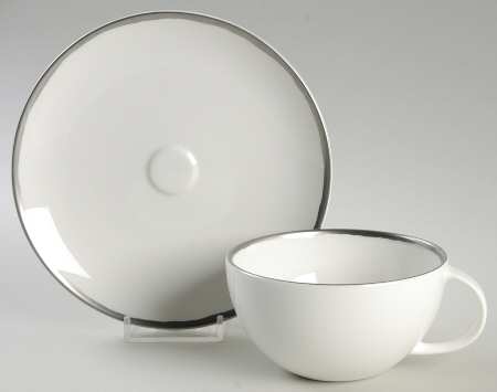 Basso (Platinum Trim) Flat Cup & Saucer Set