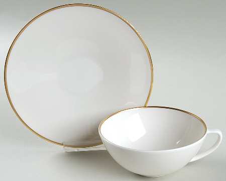 Gilded Gold Band Flat Cup & Saucer Set