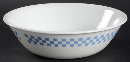 Gingham Blue (Corelle) 8" Round Vegetable Bowl