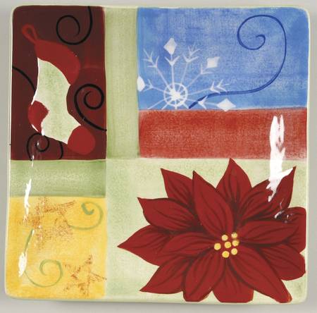 Holiday Quilt Square Salad Plate