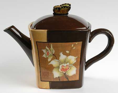 Golden Orchids Teapot & Lid by Certified International