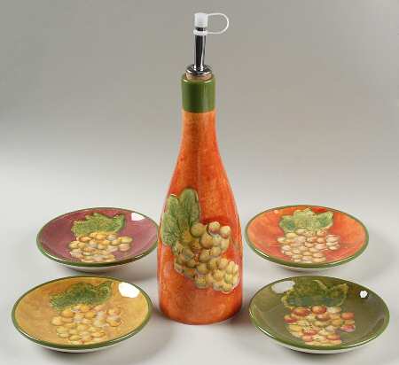 Napa Valley Oil Jar Drizzler with 4 Motif Dipping Dish
