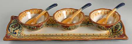 Crown Jewel (7 Piece) Dipping Set (3 Bowls,3 Spoons,1 Tray)