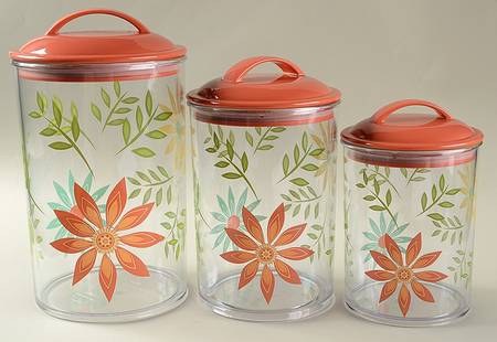 Happy Days (Corelle) (3 Piece) Acrylic Canister Set