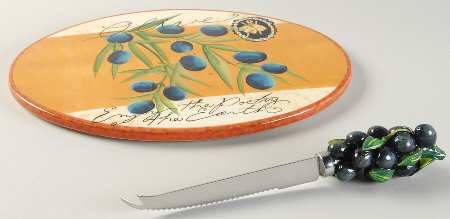 Gourmet Veggies Cheese Plate & Knife Set