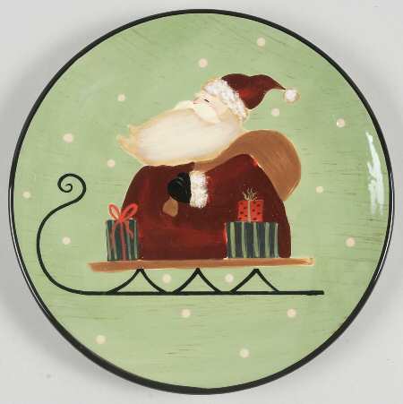 Sledding Santa Salad Plate