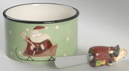 Sledding Santa Dip Bowl & Spreader Set