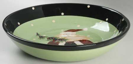 Sledding Santa 13" Pasta Serving Bowl