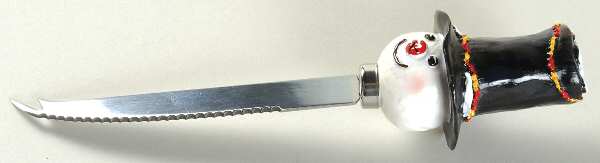 Top Hat Snowman (Blue) Cheese Knife with Stainless Blade