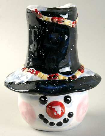 Top Hat Snowman (Blue) Votive Candleholder