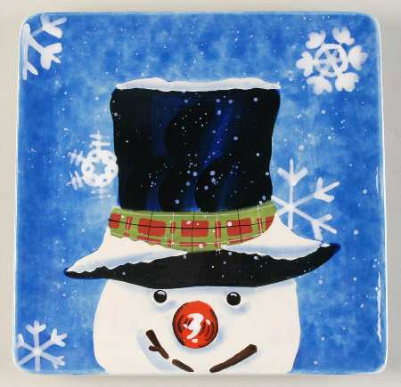 Top Hat Snowman (Blue) Dessert/Pie Plate