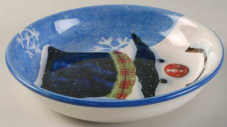 Top Hat Snowman (Blue) 9" Individual Pasta Bowl