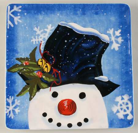 Top Hat Snowman (Blue) Dessert/Pie Plate