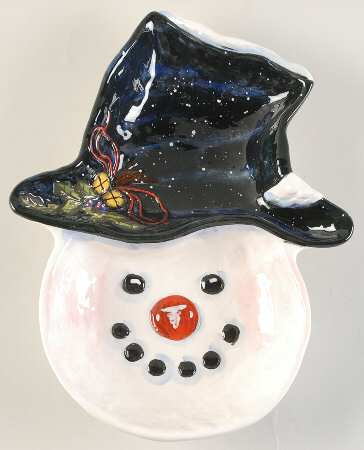 Top Hat Snowman (Blue) 2 Part Figural Server