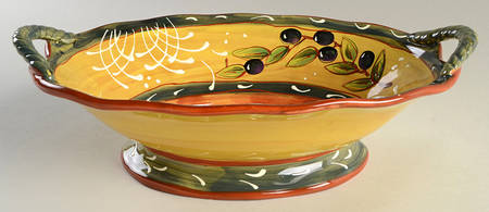 French Olives 13" Oval Handled Bowl