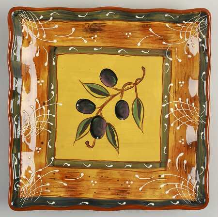 French Olives 13" Square Serving Platter