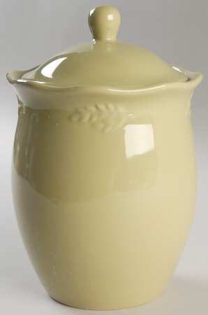 Cuisineware Green (Embossed Leaves) Medium Canister & Lid