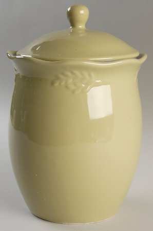 Cuisineware Green (Embossed Leaves) Large Canister & Lid