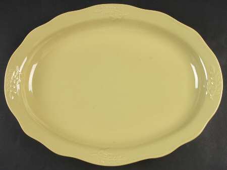 Cuisineware Green (Embossed Leaves) 16" Oval Serving Platter