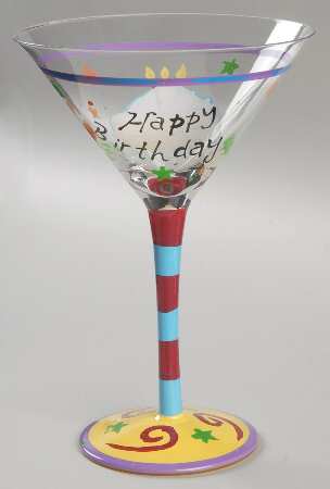 Happy Birthday Glassware Martini