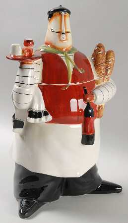 Paris Chefs Figural Cookie Jar & Lid