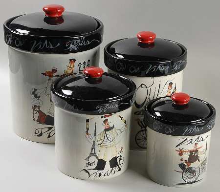 Paris Chefs (4 Piece) Canister Set (Box Set)