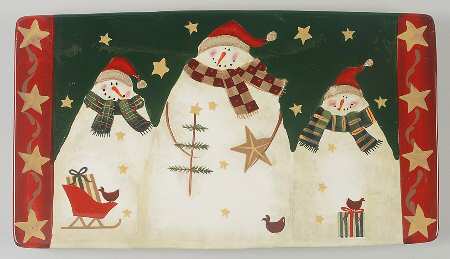 Starry Snowman 18" Rectangular Serving Platter