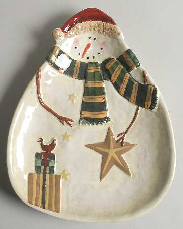 Starry Snowman Figural Open Candy Dish