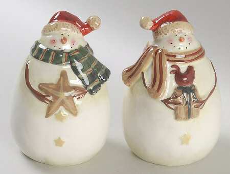 Starry Snowman Figural Salt & Pepper Set