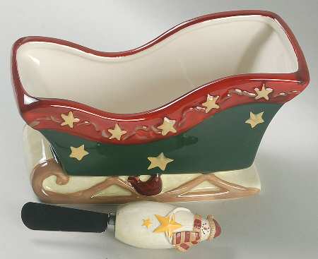 Starry Snowman Figural Dip Bowl & Spreader Set