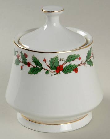 American Holly Sugar Bowl & Lid