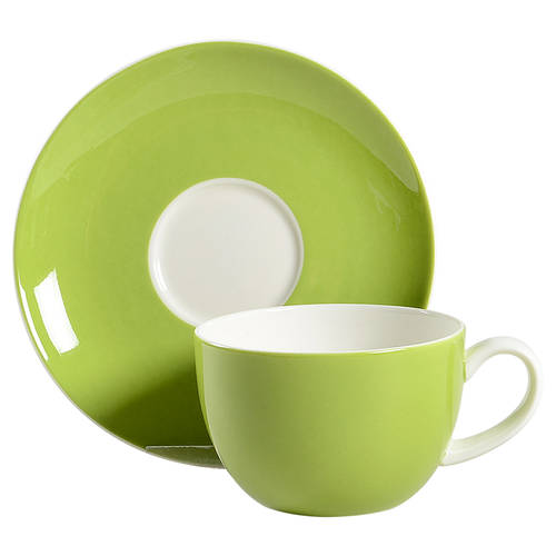 Hamptons Green Flat Cup & Saucer Set