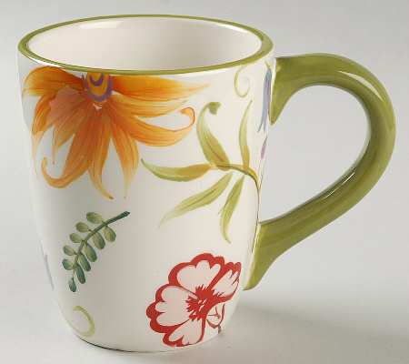Floral Stripe Accent Mug by Clay Art