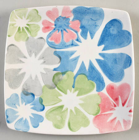 Retro Floral Salad Plate