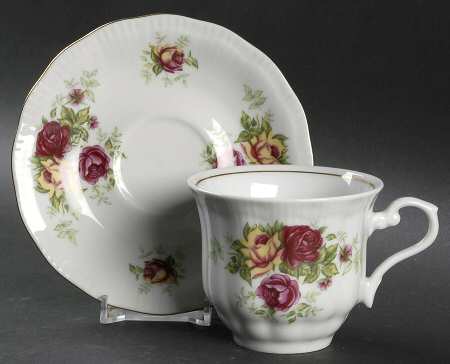 English Rose Footed Cup & Saucer Set