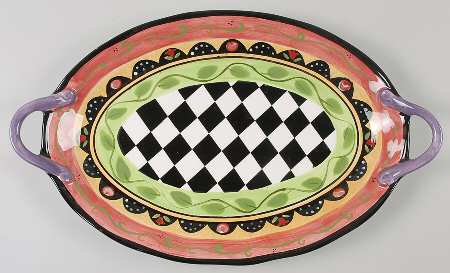 Rose Garden 18" Oval Handled Platter