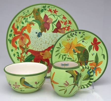 Parrotdise (Earthenware) 16 Piece Set