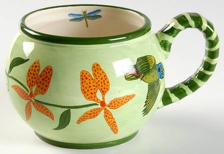 Parrotdise (Earthenware) Cup for Individual Teapot & Lid with Cup