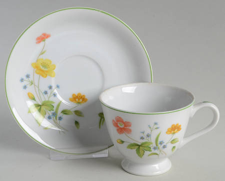 April Showers Footed Cup & Saucer Set