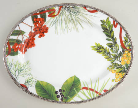 Grand Buffet Platinum (Christmas) 13" Oval Serving Platter