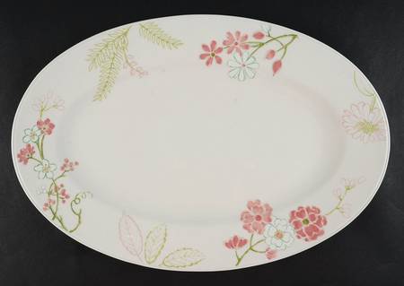 Creamware with Floral Accents 16" Oval Serving Platter