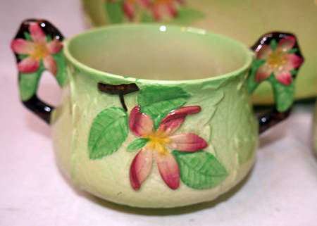 Apple Blossom Green Open Sugar Bowl