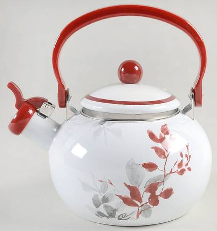 Kyoto Leaves Metal Whistler Kettle & Lid