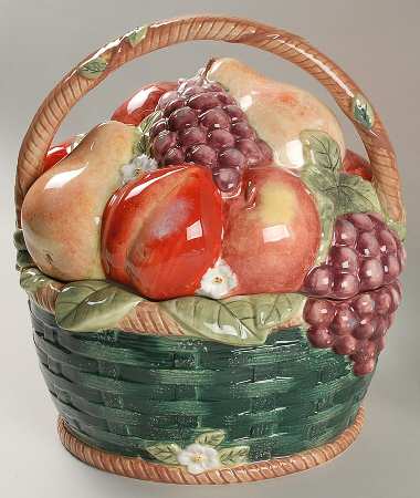 Parisian Fruit Figural Cookie Jar & Lid