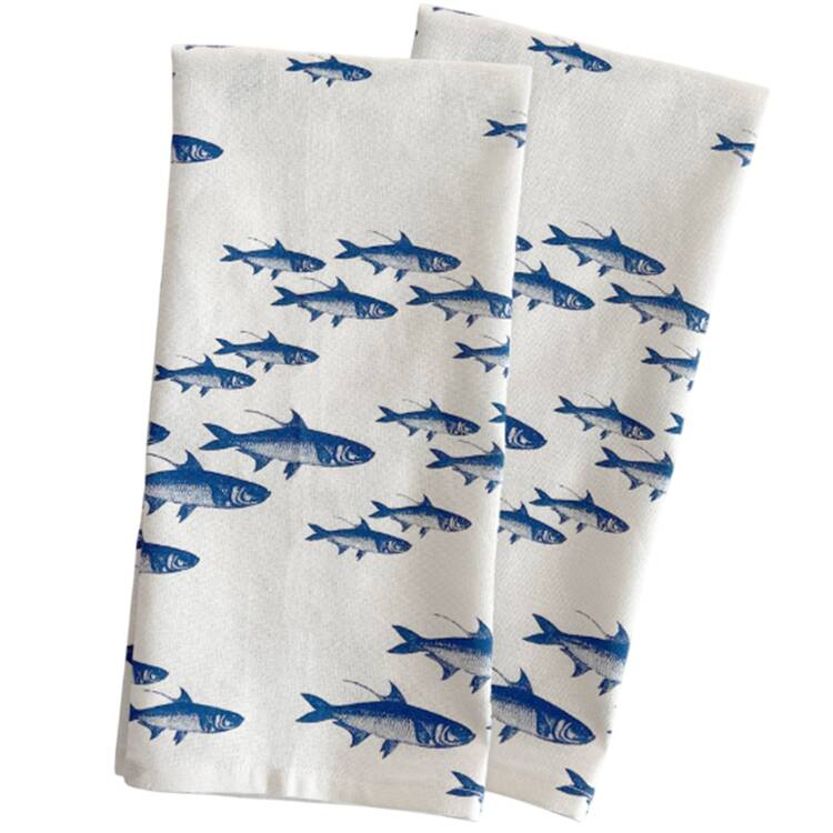 School of Fish Blue Cloth Kitchen Towel