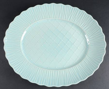 Treillage Blue 15" Oval Serving Platter